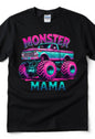 Monster Mama Glitter Monster Truck T-Shirt – Pink Teal Sparkle Mama Shirt for Women